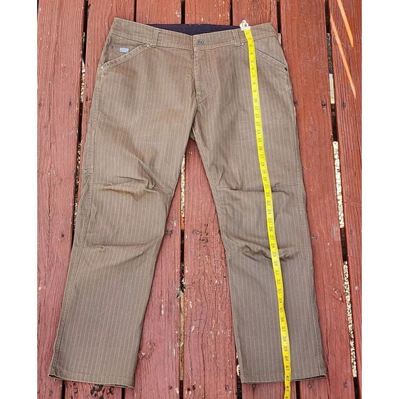 Kuhl Mens Pants Patina Dye Outdoor Tan Casual work Pin striped 38x32” - Picture 4 of 16